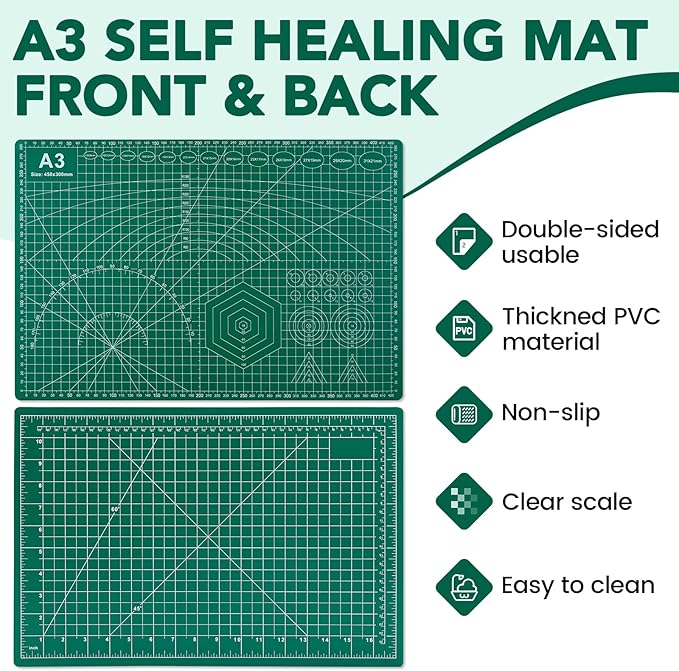 CLOYAN Cutting Mat 12"x18", 10 Pack Double-Sided 5-Ply Self Healing Sewing Cutting Mat, Cutting Mats Board for Crafts-Sewing, Fabric, Quilting, Scrapbooking Project