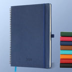 IN-LUXPRO Planner 2026 Daily Weekly and Monthly,11.5"x8.5",12 Months Spiral Bound Calendar Agenda with Self-adhesive Pen Holder,2026 Appointment Book with Vegan Leather Soft Cover,Blue