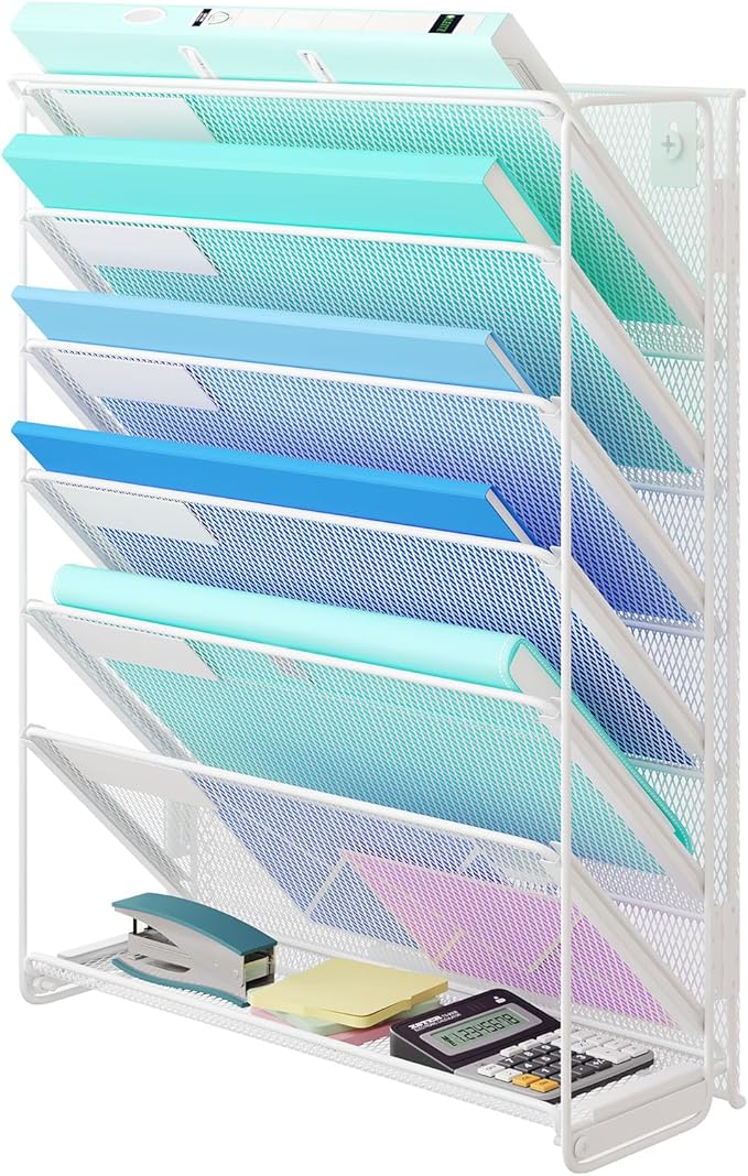 Kuntine.B Wall File Organizer (White, 7 Tier)