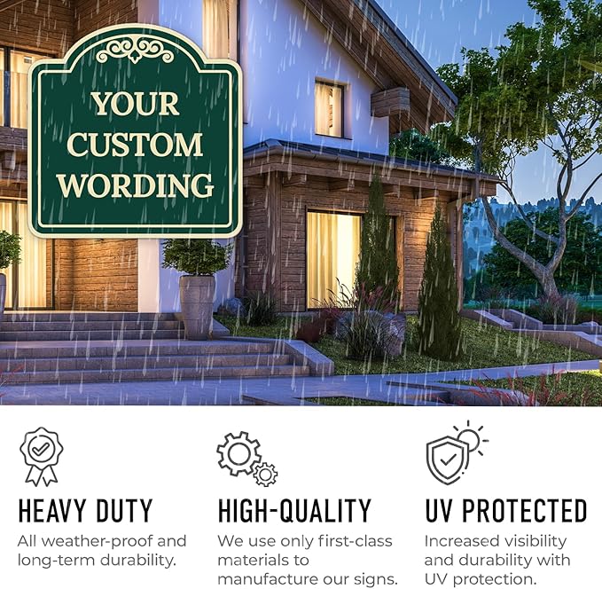Custom Decorative Sign, Personalized Metal Sign for Business, Driveway, Home, Airbnb, Office Door Plaque,Green Background,24x24 Inches, ACM, Fade Resistant, Made in USA