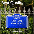 Custom Decorative Outdoor Metal Sign - Personalized Aluminum Driveway Sign, Waterproof, Made In USA - Design 1 Blue Steel 30x24 In