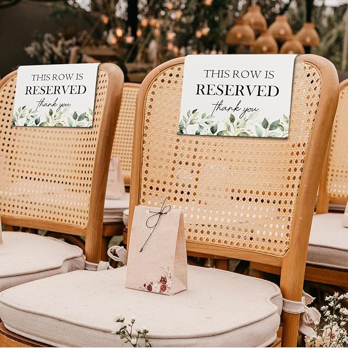 ChissNook Reserved Seating Chair Signs, This Row Is Reserved Pew Cloths Seating Placeholder for Church Pews, Wedding Decorations for Reception Parties Celebrations Event Meetings (8 PCS, Green)