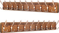 SKOLOO Coat Rack Wall Mounted - 38.3'' Long, Pack of 2, Wooden, Heavy Duty, Rustic Coat Hooks for Wall, Wall Coat Rack with 10 Triple Hooks for Hanging Clothes, Jacket, Hat(Brown & Retro Red)