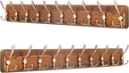 SKOLOO Coat Rack Wall Mounted - 38.3'' Long, Pack of 2, Wooden, Heavy Duty, Rustic Coat Hooks for Wall, Wall Coat Rack with 10 Triple Hooks for Hanging Clothes, Jacket, Hat(Brown & Retro Red)