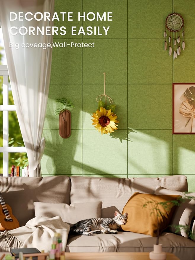 Bumusty Large Cork Board 36"x24" Alternative - 6 Pack Felt Wall Tiles with 40 Safe Removable Adhesive Tabs, 30 Pushpins, Cork Boards for Walls Pin Board Bulletin Board Office Decor (Kelly Green)