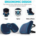 FORTEM Seat Cushion, Office Chair Cushion, Lumbar Support Pillow for Office Chair, Memory Foam Sciatica Coccyx Tailbone Pressure Pain Relief, Car Sitting Pad, Washable Non Slip