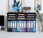 TQVAI Wood Literature Organizer, 27 Slots Hold 13500 Sheets A4 Papers, Wooden Desk File Paper Storage Organizer with Adjustable Shelves, Mailbox Cubbies for Office Home Classroom, Black/Archaize