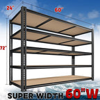 ROOMFAVE 3500LBS Garage Shelving 60" W Metal Shelving 72" H Storage Shelves Heavy Duty 5 Tier Adjustable Shelving Unit for Storage Rack Pantry Shelf Commercial,60" W x 24" D x 72" H,2PC