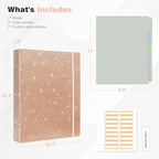 Ospelelf Vintage Hardcover 3 Ring 1 inch Leather Binder, Professional Binders Organizer Suitable for Letter Size Documents, Binder Dividers with Tabs, Faux Glitter Rose Gold Leather