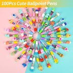 LiYiQ 100 PCS Multicolor Pen in One Fun 4-in-1 Cute Pens Bulk Kawaii Cool Ballpoint Pens for Kids Fun Gifts