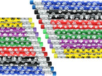 GiftExpress 48 Pcs Paw Print Pencils for Kids, Colorful Assortment Wooden Pencil with Eraser for School Supplies, Classroom Prize