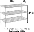 Regal Altair 24" Deep x 48" Wide x 34" Height Wire Shelving Kit | 3-Tier | NSF Commercial Storage Rack Unit