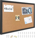 Yunihome Cork Bulletin Board, 48x36 Inches Hanging Cork Board Wooden Framed with Pins for Wall, Dorm Room, Office, Home Decor – Natural Cork & Black Frame