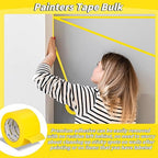 4 Rolls Yellow Painters Tape Bulk 4 inch x 60 Yards, Total 240 Yd, Painters Masking Tape No Residue Wall Painting Tape Artist Tape Trim Edge Finishing Tape for Wall Painting Decoration DIY Supplies