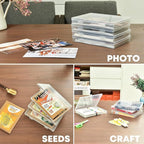 Photo Storage Box 5 x 7 Inches, 18 Inner Photo Cases with Dividers, Clear Acid-Free Photo Storage Containers with Handle, Photo Organizer Craft Keeper for Stickers, Craft, Stamp