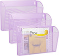 GDINDINFAN 3 Single Pocket Wall File Holder, Mesh Hanging File Folder Paper Organizer, Vertical Wall Mounted Mail Basket, Storage Organization Magazine Rack for Office, Home and School, Light Purple