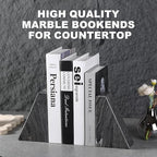 Karibiber Marble Bookends for Heavy Books, Decorative Book Ends for Shelves, Titanium Black Stone Durable and Heavy-Duty Book Ends for Hardback Books & CDS, Unique Book Stopper & Holder, Set of 2