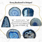 Nature's Decorations Teal Agate Bookends – A+ Grade Geode Heavy Duty Decorative Stone Crystal Book Ends for Shelves & Bookcases, Natural Polished Bookshelf Decor, 1 Pair 6-8Lbs
