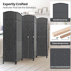 Cocosica 6 Panel Room Divider,6Ft Folding Privacy Screen,Tall - Extra Wide Foldable Panel Partition Wall Divider with Diamond Double-Weaved Hand-Woven Design Room Screen Divider