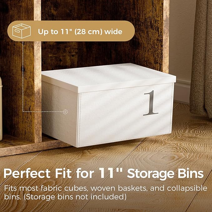 COMHOMA 4 Wood Cube Storage Organizer with Open Back and Removable Back Panels, 11In Brown Cube Storage Bookshelf, Cubicle Shelf Bookcase for Home Office Bedroom Living Room, Vertical or Horizontal