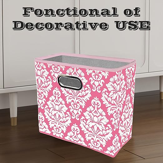 Fozxsvg Pink 4.5 Gallon Fabric Trash Can, Waterproof Cute Waste Basket, Decorative Trash Bin for Bedroom, Office, Living Room, Kitchen