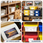 H4D 48 Pack Labels for Storage Bins, 3" x 5" Plastic Clear Adhesive Index Card Holders, Tote Label Pockets for Organizing Storage, Library Card, Shelves