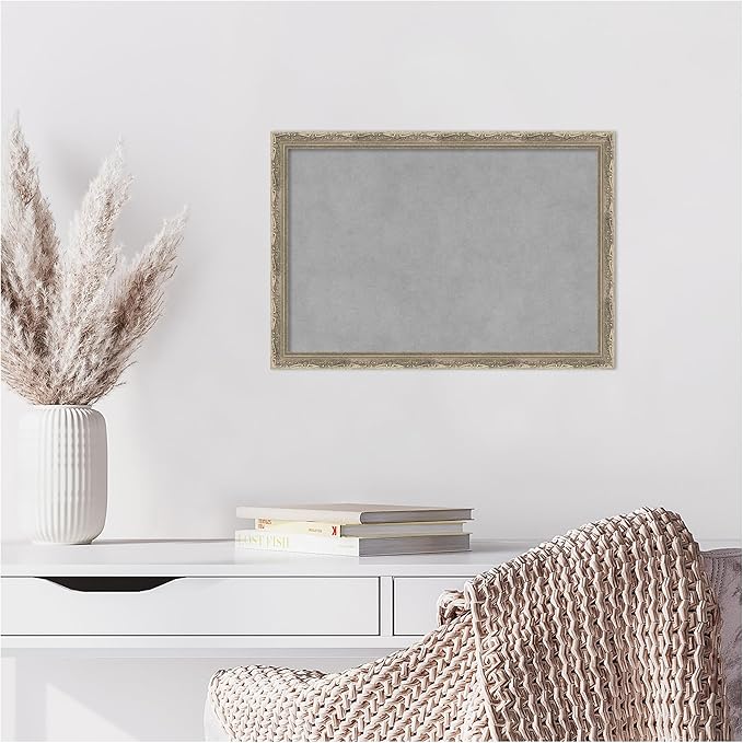 Amanti Art Silver Framed Magnetic Board 14x20 Small Vision Board for use with Magnets, 100% Metal Sheet to Display Items as Office Decor or for Home Organization in mudroom, Kitchen or Kids Room