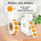 PARLAIM 3/4 Inch Roll Color Coding Labels,10000 per 10 Rolls Round Permanent Adhesive Color Coding Circle Dot Stickers for Office Home (Orange)