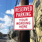 SmartSign 30 x 24 inch Custom “Reserved Parking” Metal Sign - Add Text, 80 mil Laminated Rustproof Aluminum, Red and White, Made in USA
