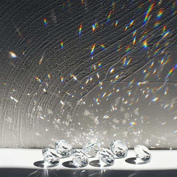 HDCRYSTALGIFTS 12PC Crystal Diamond Pirate Gems Figurines 30mm (1.2 inch) Clear Glass Jewels Paperweight Wedding Decorations Christmas Centerpieces for Home Decor