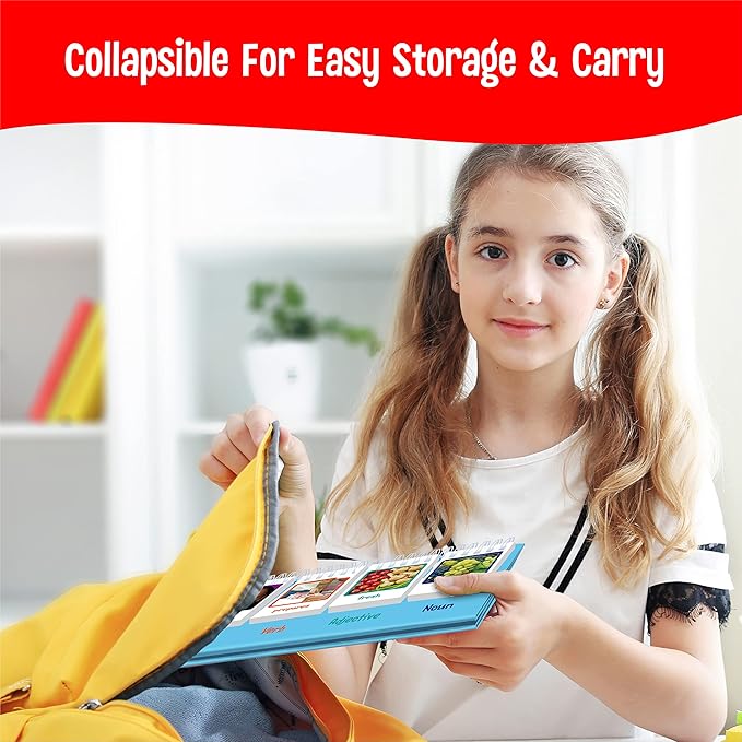 Sentence Flip Charts, 80 Double Sided Cards in Noun/Verb/Adjective/Preposition 40 New Sentence Building Freestanding Flip Chart Educational Learning Tool for School Supplies