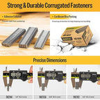 meite Corrugated Fasteners MC138 25 Gauge 1-Inch Crown 3/8-Inch Length Staples Corrugated W Fasteners for Pneumatic Corrugated Tools, for Woodworking Projects (1,200 Counts/Box)