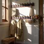 SKOLOO Rustic Coat Rack Wall Mount- 38-1/8" Long Coat Hooks for Wall with 10 Triple Hooks for Hanging Coats, Hats or Tools, Western National Parks Collection, Wood Brown & Blue, Pack of 2