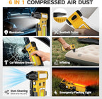 Compressed Air Duster 300000RPM 8000mAh,6-in-1 Electric Mini Air Blower with LED Light,Cordless Rechargeable Air Duster for PC Keyboard Computer Car Vents Cleaning Electronics Cleaner Home and Outdoor
