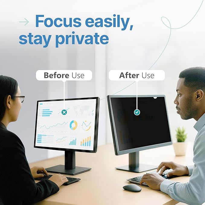 VINTEZ 22 Inch 16:9 Privacy Screen for Computer Monitor and Laptop - Anti Glare Protector Film Blue Light Filter Eye Protection - Computer Screen Privacy Shield, [1 Pack]