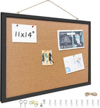 Yunihome Cork Bulletin Board, 11x14 Inches Hanging Cork Board Wooden Framed with Pins for Wall, Dorm Room, Office, Home Decor – Natural Cork & Black Frame