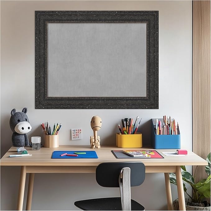 Amanti Art Black Framed Magnetic Board 23x29 Medium Vision Board for use with Magnets, 100% Metal Sheet to Display Items as Office Decor or for Home Organization in mudroom, Kitchen or Kids Room