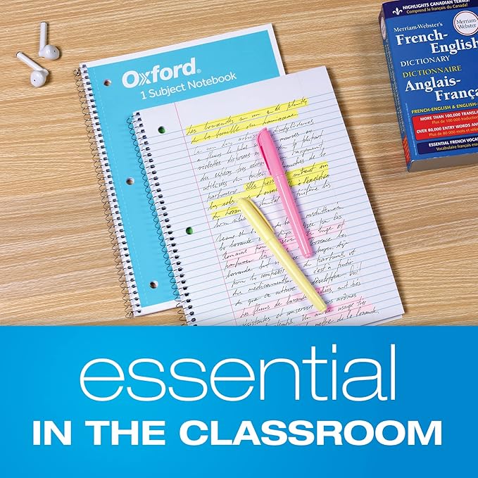 Oxford Spiral Notebooks, 18 Count Bulk Pack, 1 Subject, College Ruled Notebooks for School, 8 x 10.5 Inches, 70 Sheets, Assorted Colors, Back to School Supplies (65206)