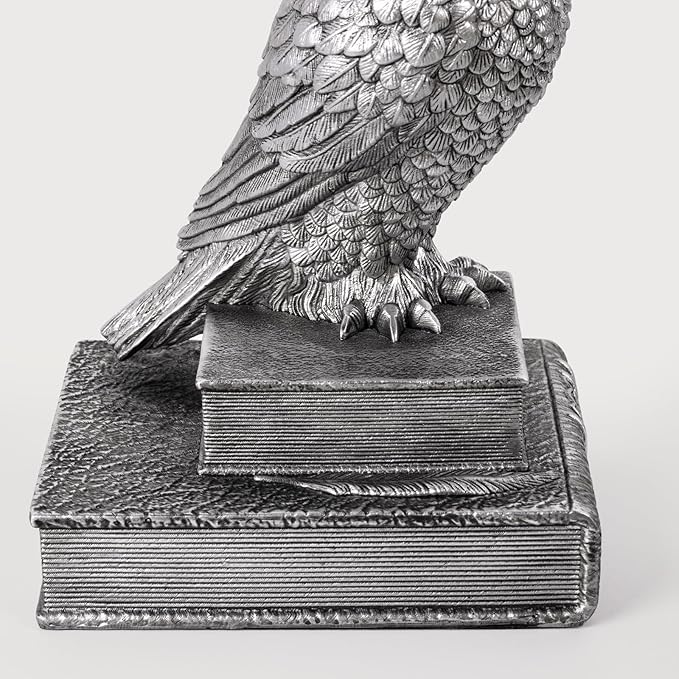 MXARLTR Owl Bookends, Book Ends for Shelves, Vintage Resin Decorative Bookends with Anti-Slip Base for Books Lovers Home Office Decor Book Holder (Silver)
