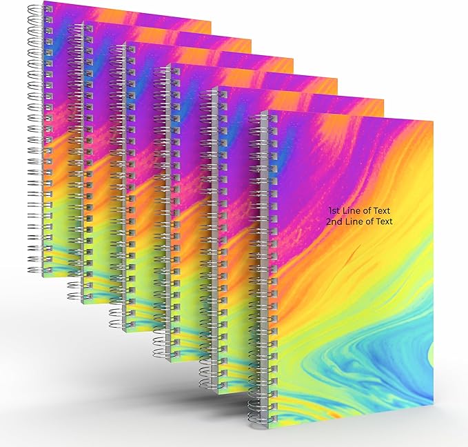Custom Spiral Notebook Journals with a Rainbow Design 3 Colored Cover - 6 Pack of 5" x 8" – College Ruled, Hard Cover, 50 Sheets Per Book – For Journaling, Office, School Supplies, etc.