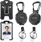 WSJSKMWQ 2-Pack Retractable Keychain, Heavy Duty Badge Reel with Id Badge Holder, Carabiner Key Chain with 31.5" Steel Retractable Cord for Work and Tactical