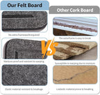 Bulletin Board - 23.5 x 17.5 inches Decorative Felt Pin Board - Cork Board Alternative for Wall - Foldable Photo Board Self-Adhesive Prayer Board with 20 Pushpins - Dark Gray