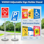 VAIIGO 6Packs Floor Standing Sign Holder Stands for Display 8.5x11Inch Pedestal Poster Sign Stand, Adjustable Sign Holder Stand for Vertical & Horizontal View Sign Display Stand, Silver