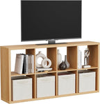 Jpiziso 8 Cube Storage Organizer, Cube Shelf with Heavy-Duty Thick Boards, 25.12" L x 9.37" W x 48.74" H, Smooth Easy-Clean Panels, Simple Assembly, for Living Room Bedroom Office, Natural-Oak