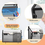 Docnest 3 Pack Magnetic Wall Mounted File Holders,Mesh Letter Organizer with Hooks, Magnetic Hanging Mail Paper Document Organizer for Office, Home, School, Black
