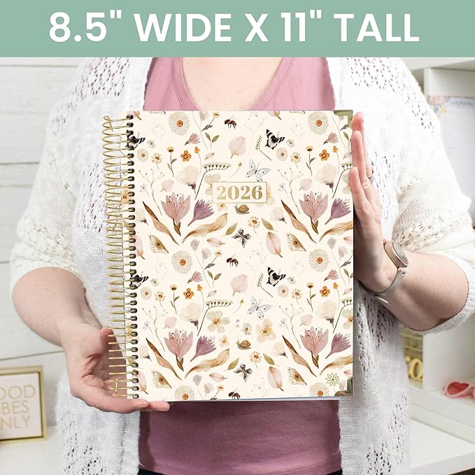 bloom daily planners HARDCOVER 2026 Planner (January to December) - 8.5” x 11” Weekly & Monthly Dated Agenda Organizer Book with Stickers & Tabs - Butterfly Garden