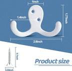 CBWLWJ 10 Pack Coat Hooks Wall Hooks for Hanging, Heavy Duty Double Prong Metal Hook Wall Mounted for Living Room, Bathroom, Kitchen, Bedroom for Coat, Bag, Scarf, Towel, Hat, Key, Cup (White)