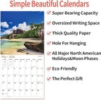 2026 Wall Calendar,Calendar 2026, January 2026 - December 2026, Wall Calendar BEACHES, 12" x 24" Opened,Full Page Months Thick & Sturdy Paper for Calendar Organizing & Planning