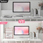 DALTACK 9-Tier Paper Letter Tray Desk Organizer with Handles, Mesh File Holder Organization, Paper Sorter Desk Organizer for Office Home School, Pink 2 Pack