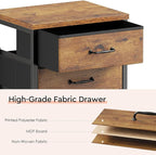 Maihail 3 Drawer Mobile File Cabinet with Wheels Fabric Vertical Filing Cabinet fits A4 or Letter Size for Home Office,Rustic Brown2
